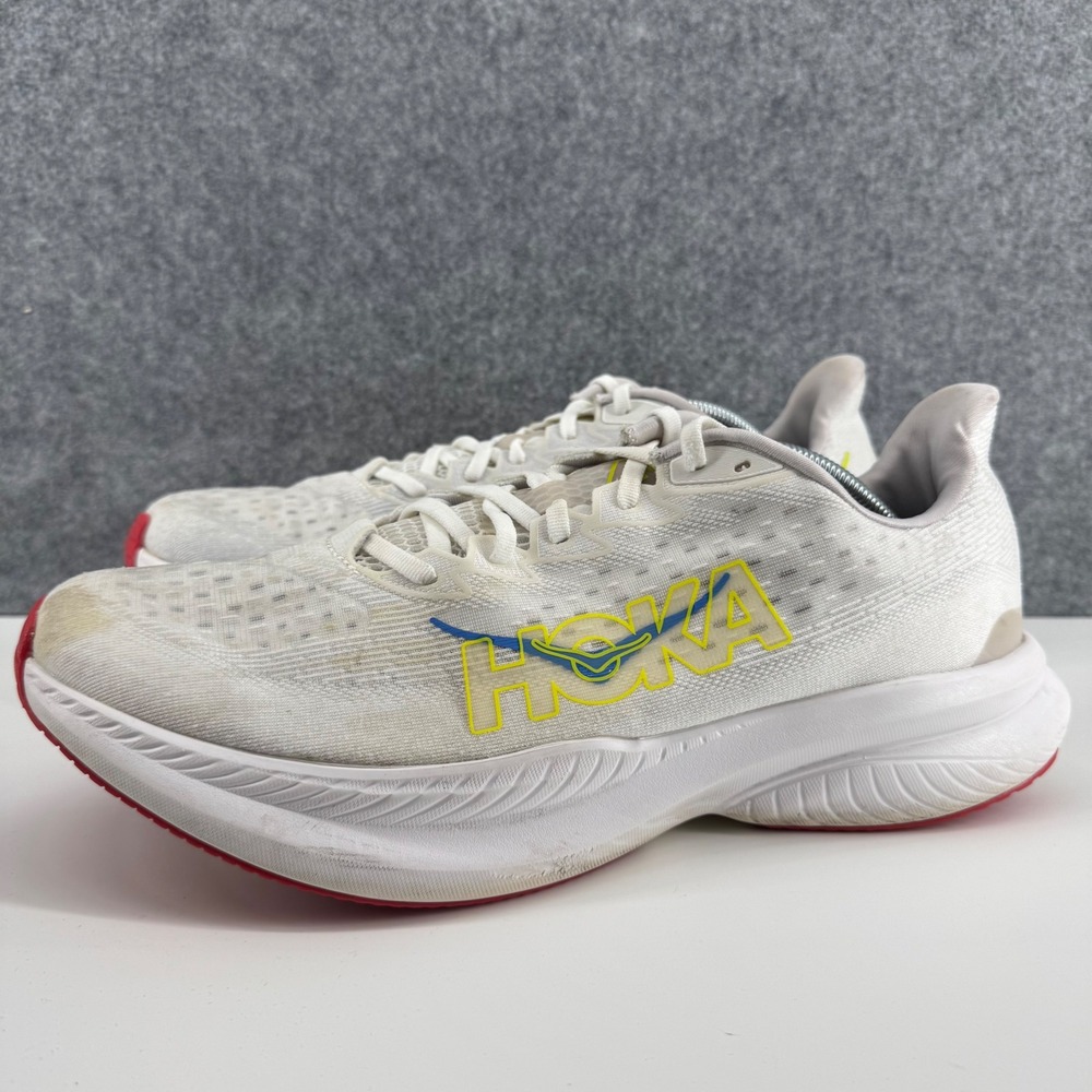 Hoka Mach 6 Running Shoes Mens 12.5 White Yellow Blue 1147790 WNCL